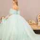 Mint_1 Jewel Strapless Quinceanera Dress with Short Puff Sleeves - GL3176