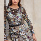 Multi_3 Floral Long Sleeve A-Line Gown A1166 Penelope Gown - Special Occasion-Curves
