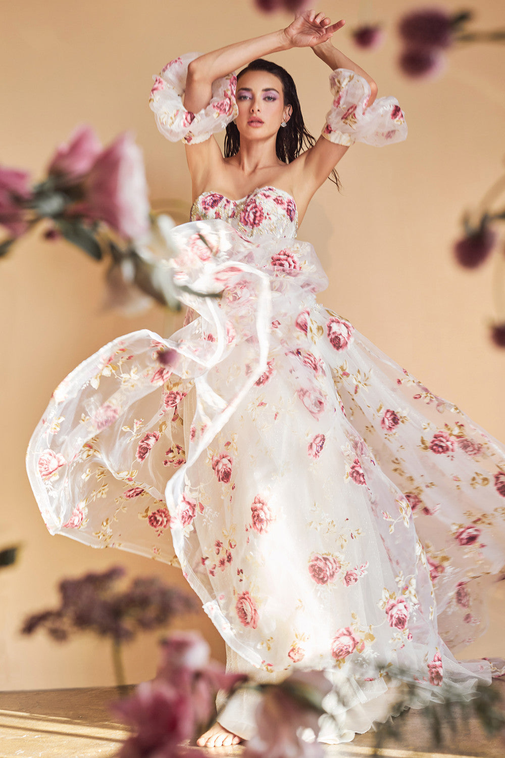organza a line dress Strapless Sculptural Satin Mermaid Wedding Dress – Think Bridal main image 0