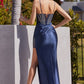 Navy_1 Embellished Navy Satin Corset Gown CD291 - Women Evening Formal Gown - Special Occasion