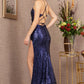 Navy_1 Sequin Embroidery Mermaid Slit Women Formal Dress - GL3146 - Special Occasion-Curves