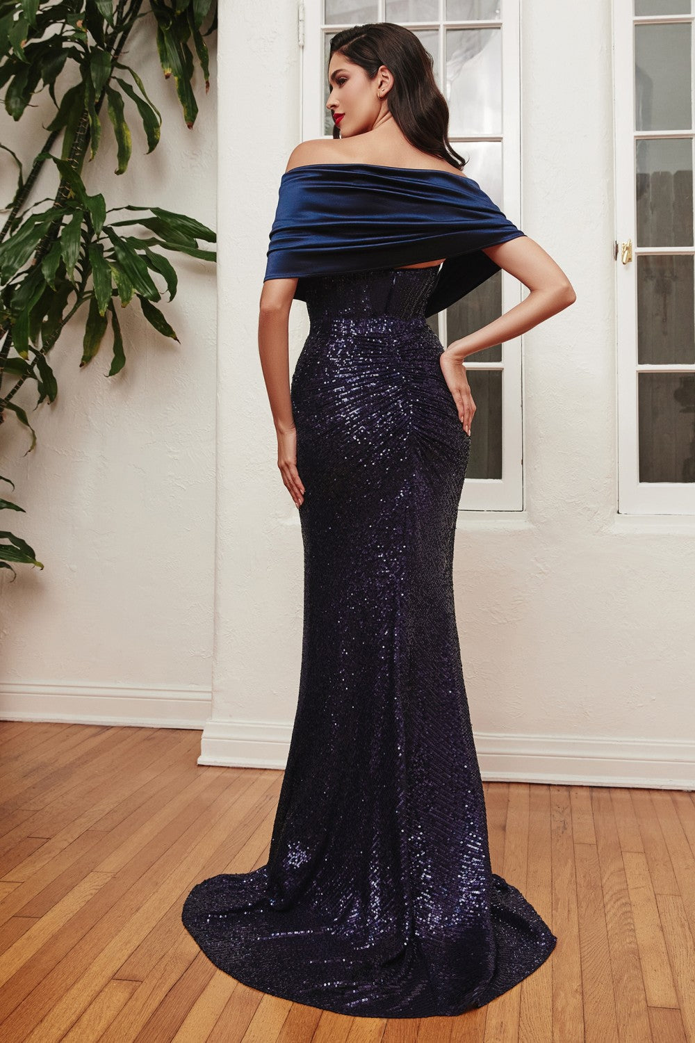 Navy_1 Strapless Sequin Mermaid Gown CH123 - Women Evening Formal Gown - Special Occasion