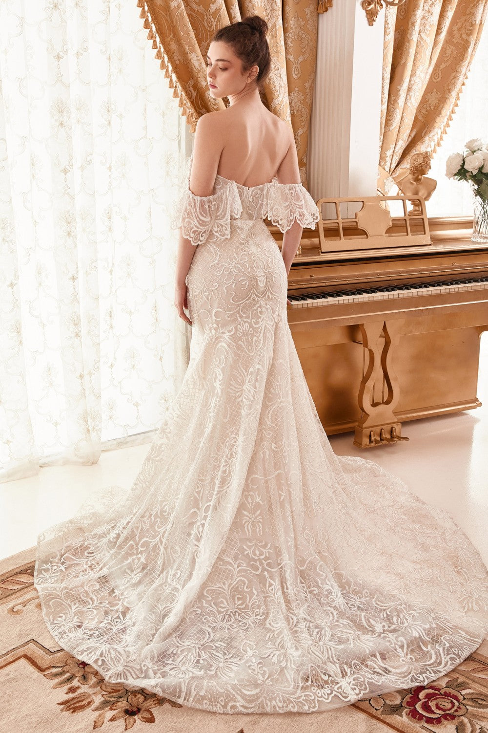 Abito da sposa a sirena in pizzo con spalle scoperte di Andrea e Leo A1104W Ariststyles