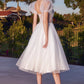 Off-White_1 Tea Length Glitter Short Dress CD0187W - Women Evening Formal Gown - Special Occasion