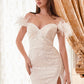 Off-White_2 Feather Off The Shoulder Slit Gown CD0207W - Women Evening Formal Gown - Special Occasion