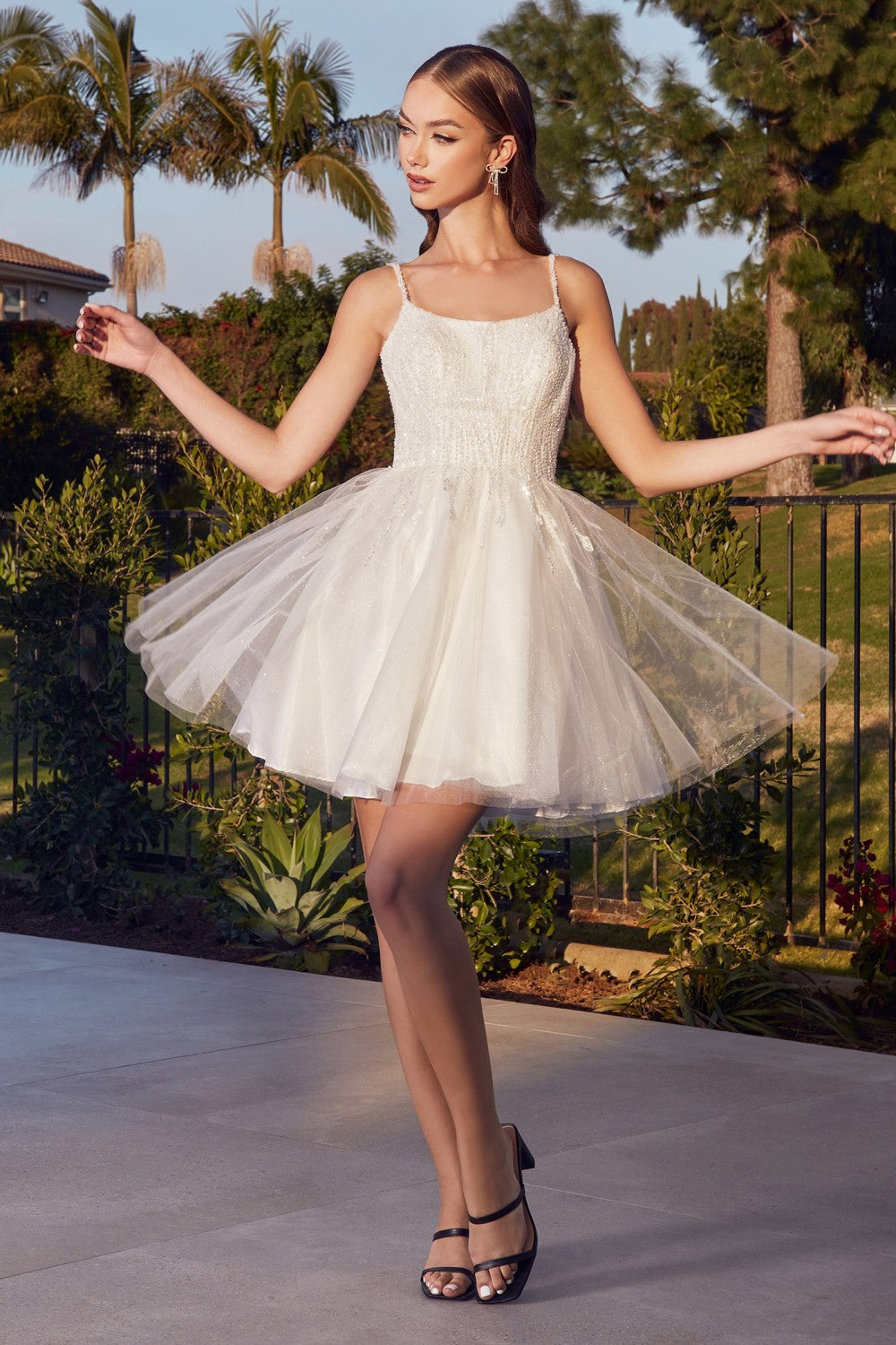 Off-white Glitter Tulle Short Dress CD0212 - Cocktail Dress - Special Occasion