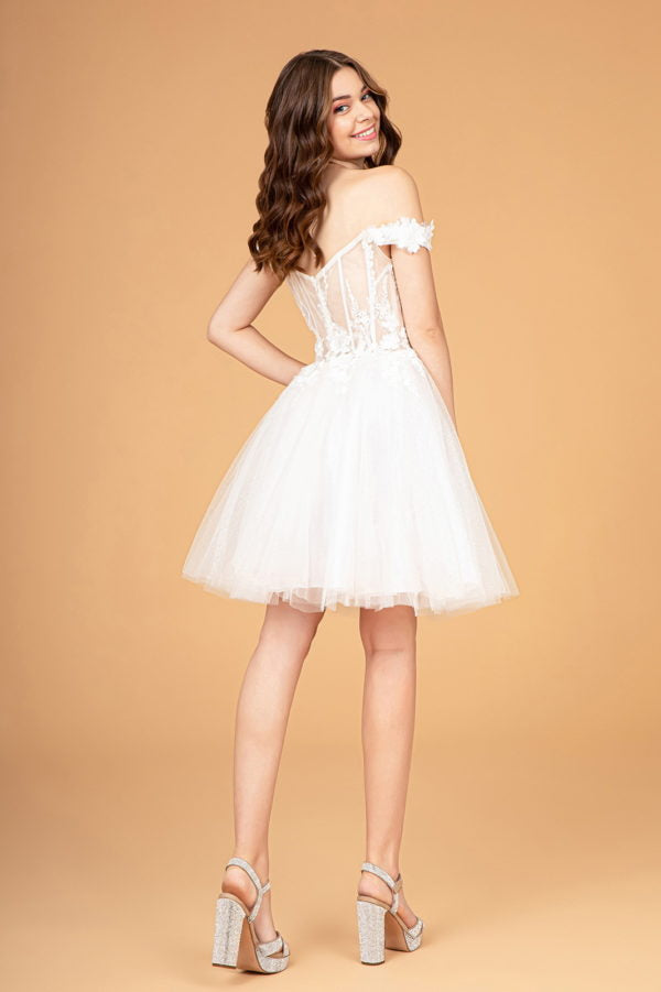 Off White_1 Off Shoulder Sweetheart Neckline Babydoll Short Dress GS3096 - Women Formal Dress - Special Occasion-Curves
