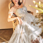 Off the Shoulder Floral Birds of Romance Corset Bodice A-Line Tulle Gown by Andrea & Leo Couture A1149