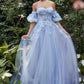 Paris-blue Floral Strapless Ball Gown A1108 Penelope Gown - Special Occasion