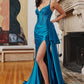 Peacock Beaded Lace Satin Gown CDS418 - Women Evening Formal Gown - Special Occasion-Curves