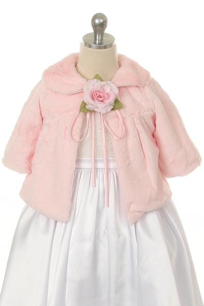 Pink Baby Soft Fur Half Coat Dress-AS281