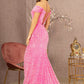 Pink_1 Off Shoulder Sequin Mermaid Women Formal Dress - GL3148 - Special Occasion-Curves