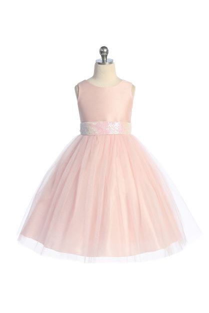 Pink_4 Girl Dress - Pink Sequin Back V Bow Dress - AS498 Kids Dream