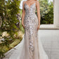 Platinum Fitted Mermaid with Lace Applique Gown A1118 Penelope Gown - Special Occasion