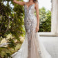 Platinum_1 Fitted Mermaid with Lace Applique Gown A1118 Penelope Gown - Special Occasion