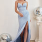 Powderblue Stretch Mermaid Slit Gown CC2162 - Women Evening Formal Gown - Special Occasion
