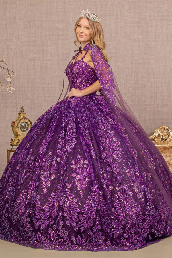 Purple_2 Beautiful Glitter Sweetheart Quinceanera Dress - GL3170