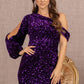 Purple_3 Sequin Asymmetric Velvet Mermaid Dress - GL3159 - Special Occasion-Curves