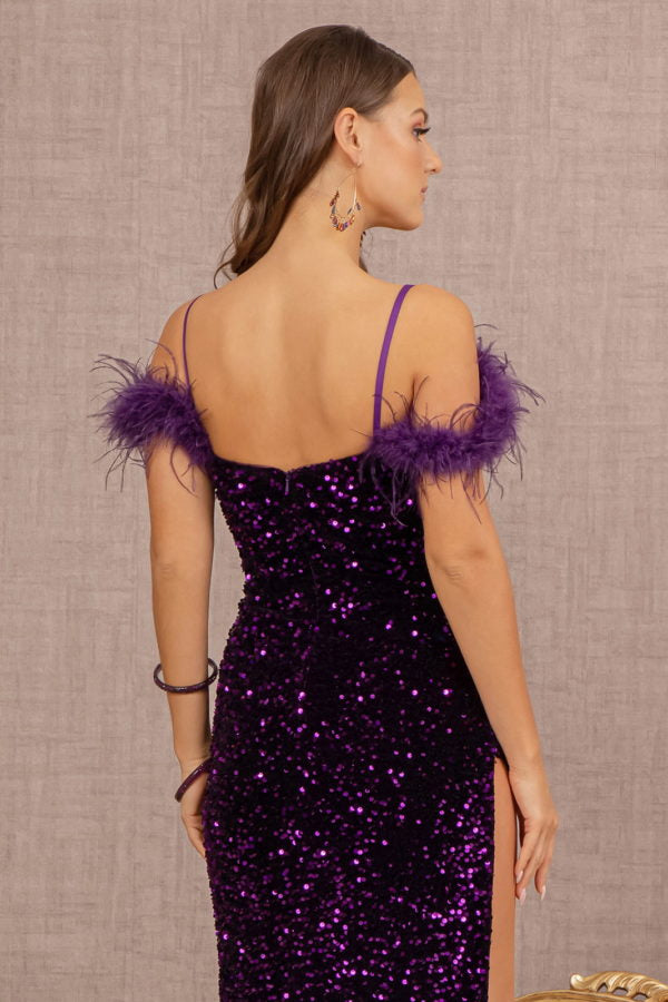 Purple_3 Sequin Cut-away Shoulder Mermaid Slit Women Formal Dress - GL3149 - Special Occasion-Curves