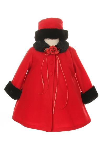 Red Baby Fleece Cape Coat Dress-AS166