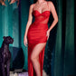 Red Corest Sheath Draped Slit Gown CD274 - Women Evening Formal Gown - Special Occasion