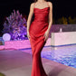 Red Fitted Satin Slip Gown BD7044 - Women Evening Formal Gown - Special Occasion