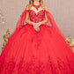 Red GL3110 - Butterfly Applique Glitter Quinceanera Dress