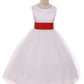 Red Girl Dress - Ivory Satin Sash Bow Girl Dress - AS411 Kids Dream