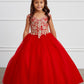 Red Girl Dress with Off-Shoulder Lace Bodice - AS7024