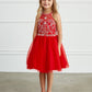 Red Girl Dress with Short Choker Style - AS7037