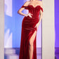 Red Off The Shoulder Corset Slit Gown - Women Evening Formal Gown OC011 - Special Occasion