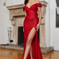 Red Off The Shoulder Glitter Gown CC2212 - Women Evening Formal Gown - Special Occasion-Curves