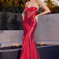 Red Satin Corset Mermaid Gown CD294 - Women Evening Formal Gown - Special Occasion