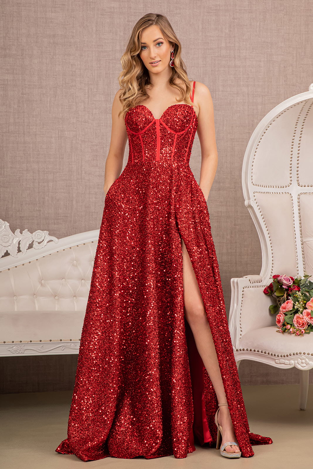 TCR Maroon Sequin Flared Gown! – TheClothingRental