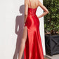Red_1 Fitted Satin Sheath Gown CDS426 - Women Evening Formal Gown - Special Occasion