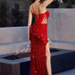 Red_1 Fitted Sequin Sheath Gown CD288 - Women Evening Formal Gown - Special Occasion