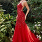 Red_1 Floral Chromatic Mermaid Gown A1201 - Special Occasion