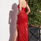 Red_1 Strapless Sequin Corset Gown CD293 - Women Evening Formal Gown - Special Occasion