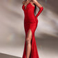 Red_1 Strapless Stretch with Gloves Slit Gown CD889 - Women Evening Formal Gown - Special Occasion