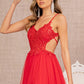 Red_2 Illusion V-Neck A-Line Slit Women Formal Dress - GL3152 - Special Occasion-Curves