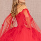 Red_3 GL3110 - Butterfly Applique Glitter Quinceanera Dress