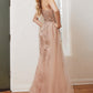 Rose-Gold_1 Embellished One Shoulder Corset Slit Gown CB098 - Women Evening Formal Gown - Special Occasion