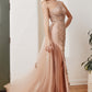 Rose-Gold_2 Embellished One Shoulder Corset Slit Gown CB098 - Women Evening Formal Gown - Special Occasion