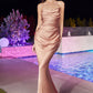 Rose-gold Fitted Satin Slip Gown BD7044 - Women Evening Formal Gown - Special Occasion