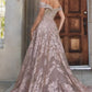 Rose-gold_1 Off The Shoulder with Overskirt Gown A1200 Penelope Gown - Special Occasion-Curves