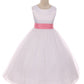 Rose Girl Dress - Ivory Satin Sash Bow Girl Dress - AS411 Kids Dream