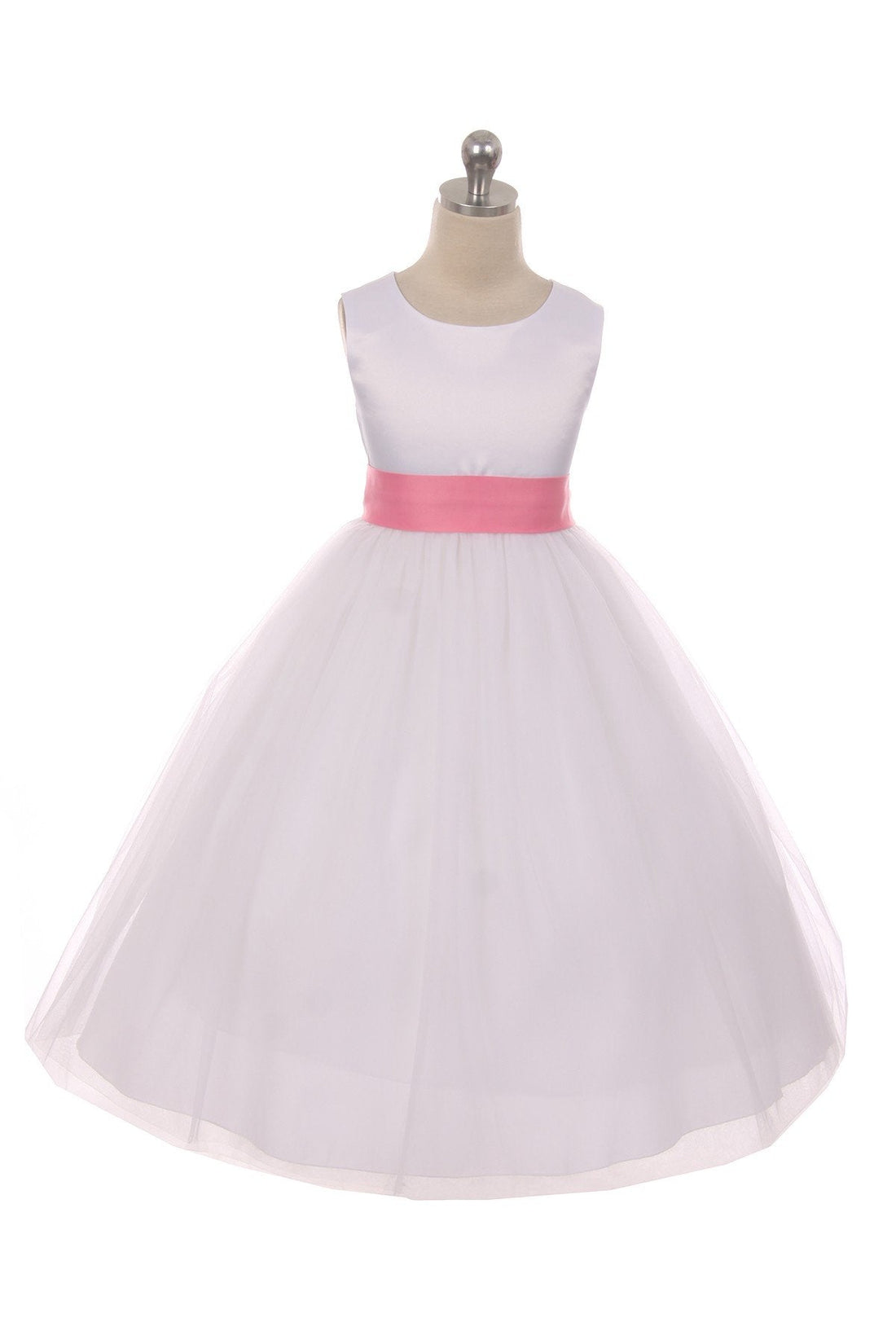 Rose Girl Dress - Ivory Satin Sash Bow Girl Dress - AS411 Kids Dream