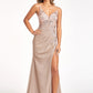 Rose Gold Embroidered Glitter Mermaid Slit Women Formal Dress - GL3030 - Special Occasion-Curves