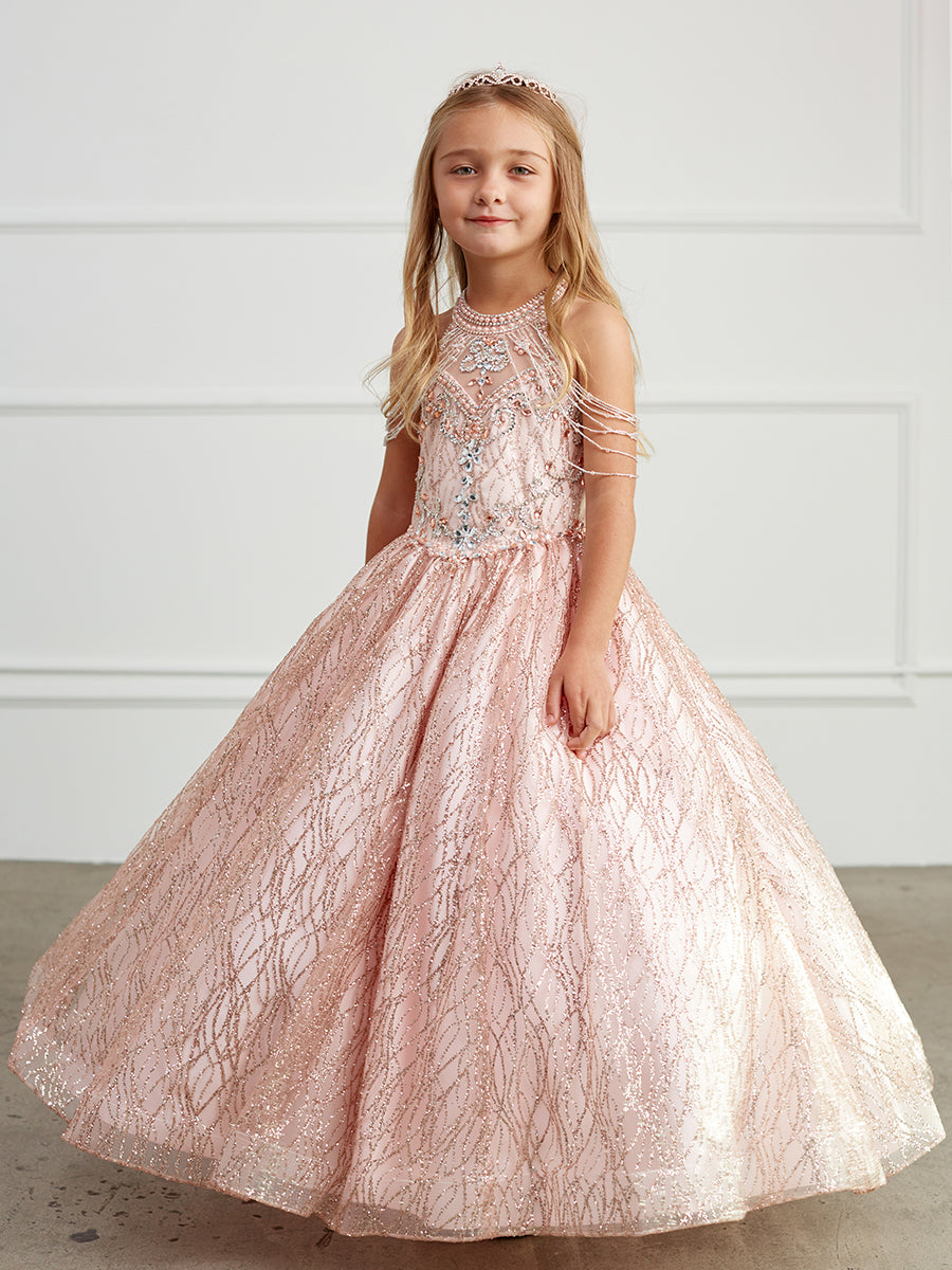 Girl Dress with Choker Halter Neckline by TIPTOP KIDS - AS7032 Rose Gold / 10 Girl Dress with Choker Halter Neckline by TIPTOP KIDS - AS7032 Rose Gold / 10