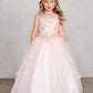 Rose Gold Girl Dress with Metallic Corded Lace Bodice - AS7028